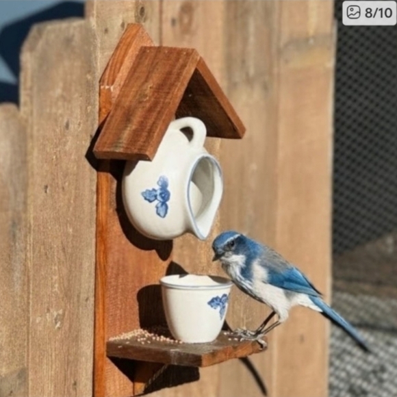 Rustic Wooden Handcrafted Bird Feeder April Showers Bring May Flowers - Picture 14 of 16